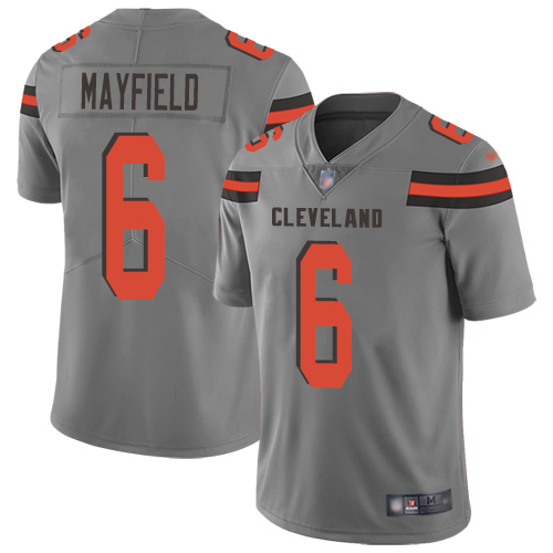 Cleveland Browns Baker Mayfield Men Gray Limited Jersey #6 NFL Football Inverted Legend->cleveland browns->NFL Jersey